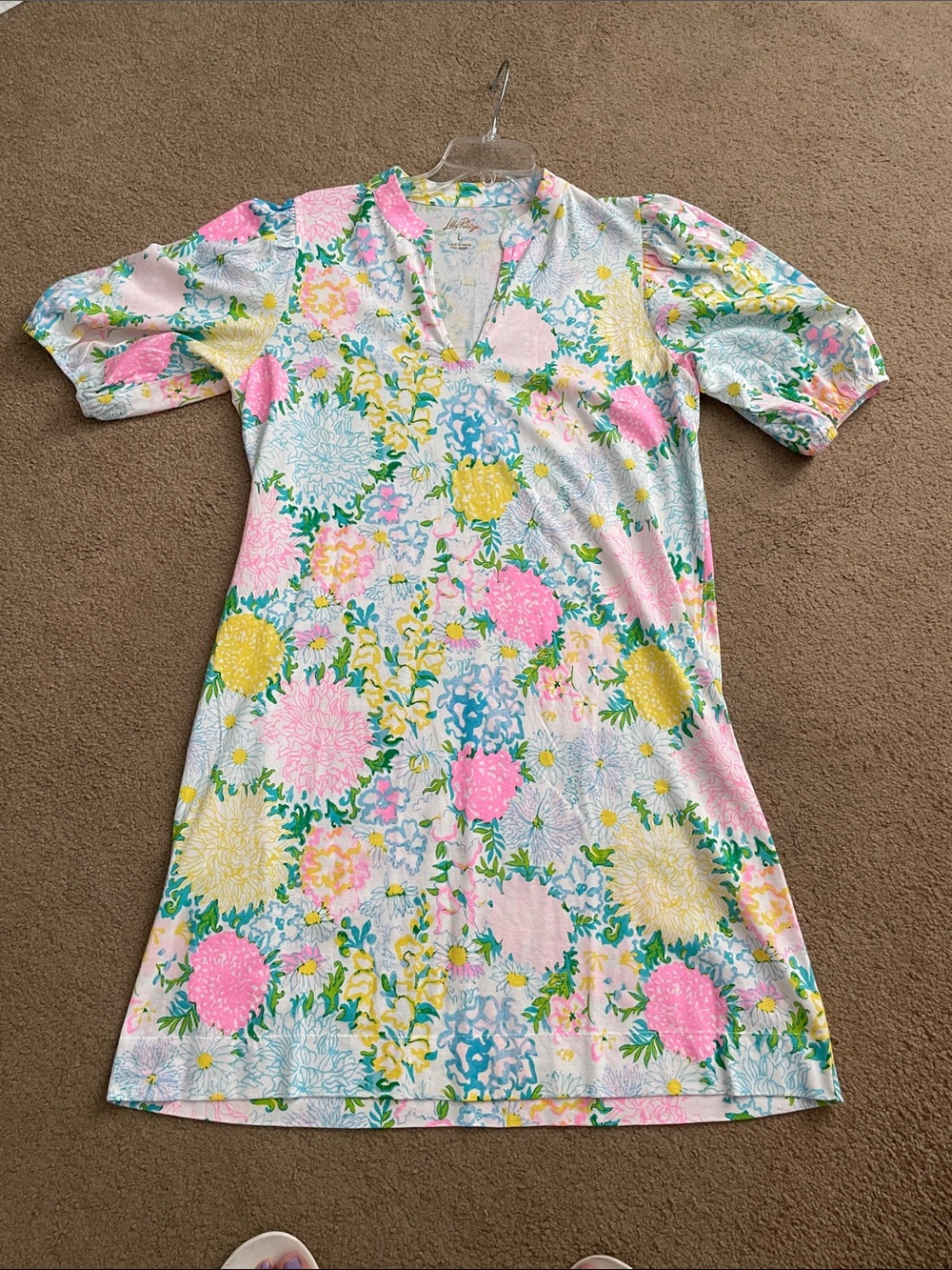 Lilly Pulitzer Pastel Floral V-Neck Mini Dress in Pink, Yellow & Blue